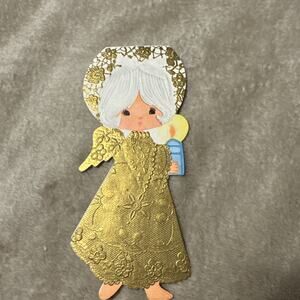 Vintage Hallmark Used Christmas Card Angel Holding Candle